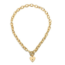 Thick Chain Clasp Gold Color Claps Necklaces Heart Pendant Necklaces 18K Gold Plated Stainless Steel Choker Necklace Hot Jewelry